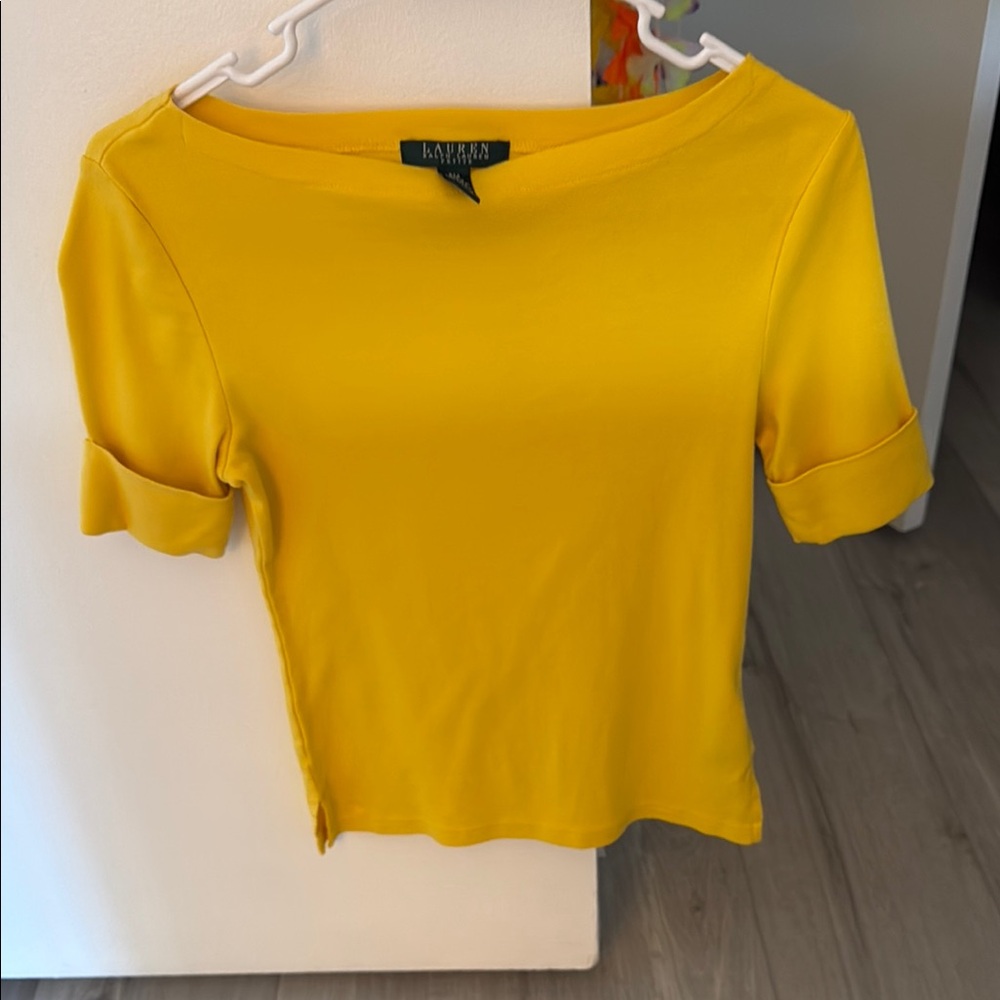Lauren Ralph Lauren Yellow Fitted Short Sleeve Tee